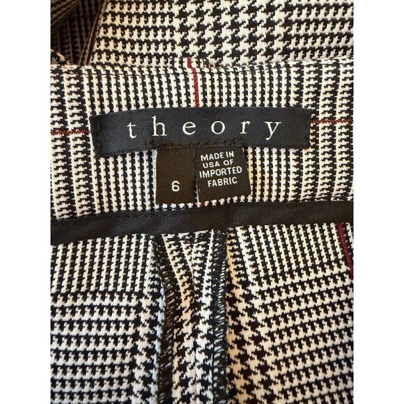 Theory Treeca cl Brant Check Plaid cropped Pants In Black/white size 6 - Picture 2 of 6